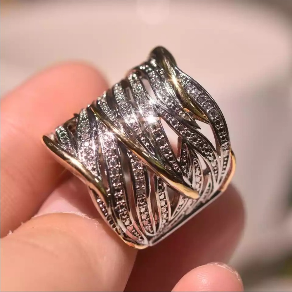 New Vintage 925 Silver Ring White Promise Wedding Band Ring - Picture 2 of 6